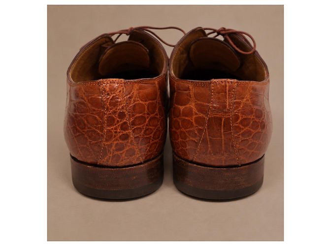 Zilli Scarpe Oxford in pelle di coccodrillo marrone - vista 11