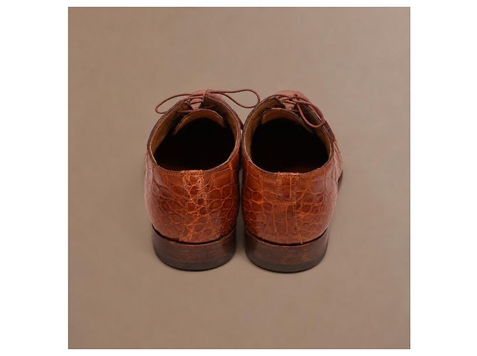 Zilli Scarpe Oxford in pelle di coccodrillo marrone - vista 6