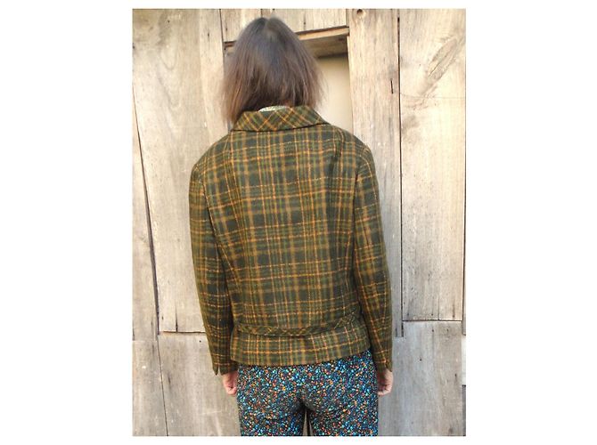 Autre Marque Hellmich Green and Orange Checked Wool Jacket - view 3