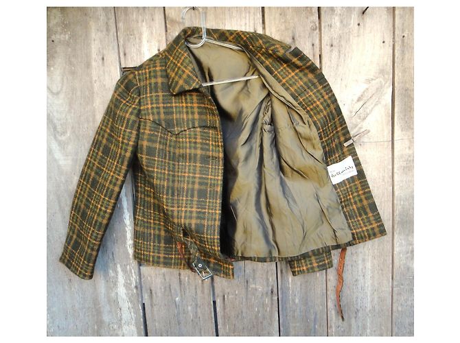 Autre Marque Hellmich Green and Orange Checked Wool Jacket - view 5