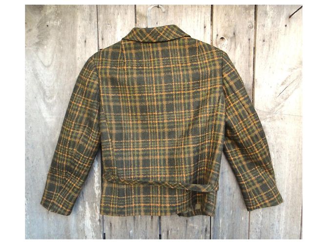 Autre Marque Hellmich Green and Orange Checked Wool Jacket - view 7