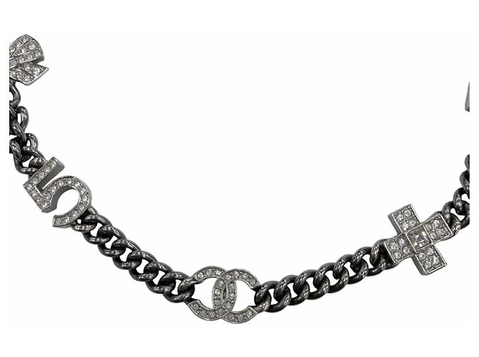 Collana Chanel A22P in metallo Coco Mark con strass - vista 3