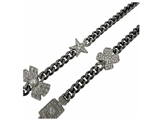 Collana Chanel A22P in metallo Coco Mark con strass - vista 6