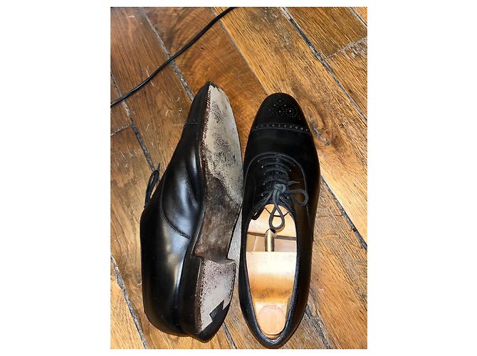 John Lobb Scarpe Oxford Richelieu Pelle Nera - vista 5