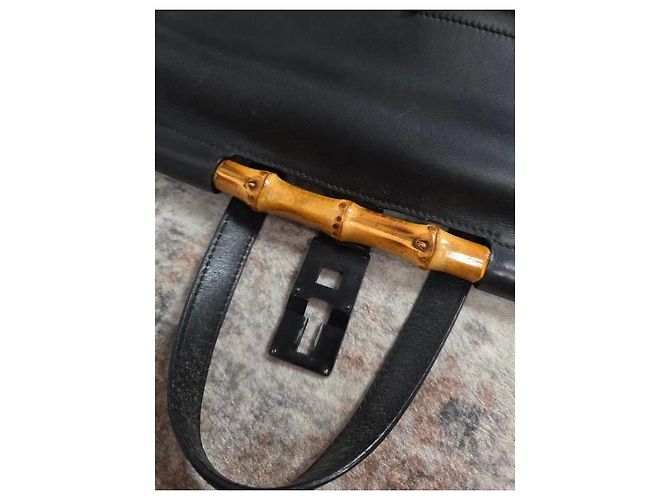 Borsa Gucci Bamboo Bullet in pelle nera - vista 10