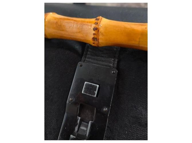 Borsa Gucci Bamboo Bullet in pelle nera - vista 2