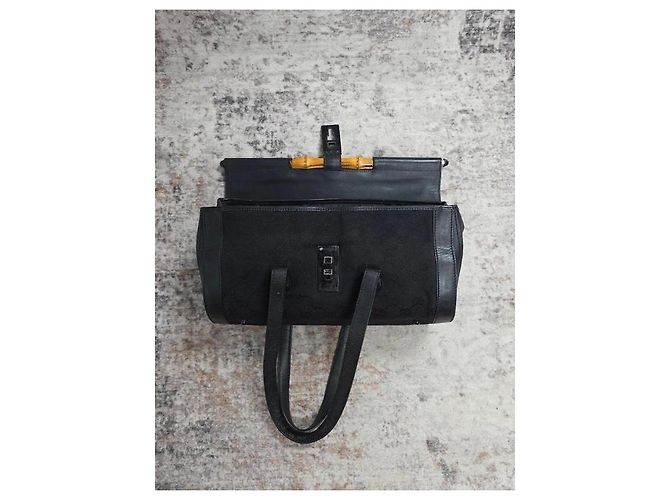 Borsa Gucci Bamboo Bullet in pelle nera - vista 9