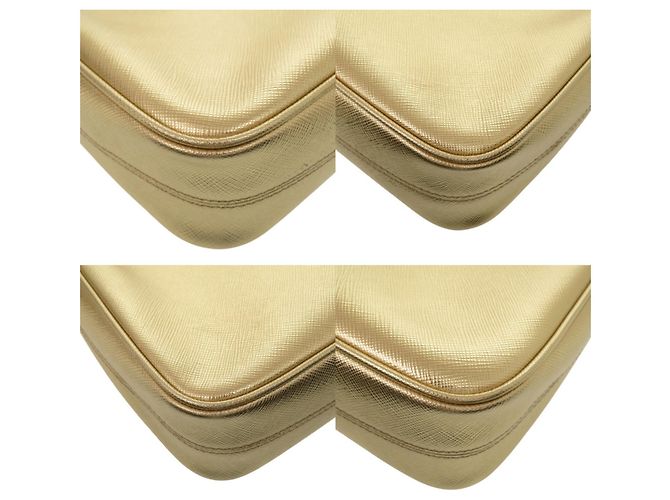 Borsa a tracolla Prada in pelle Saffiano oro - vista 4
