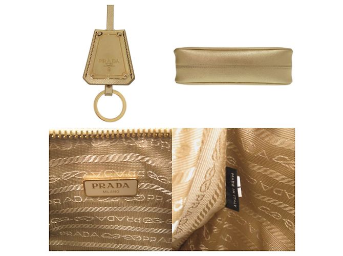 Borsa a tracolla Prada in pelle Saffiano oro - vista 8