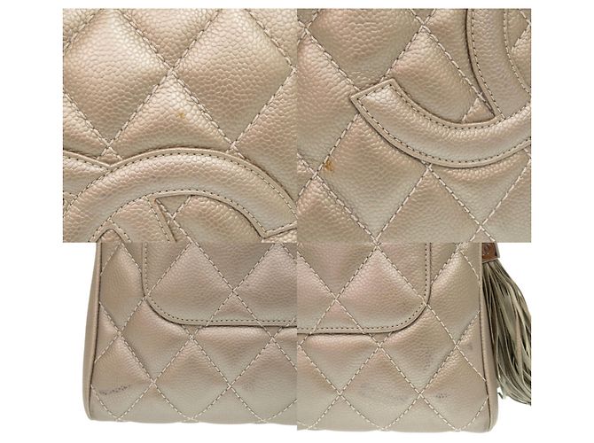 Borsa Chanel in pelle Caviar Champagne - vista 10
