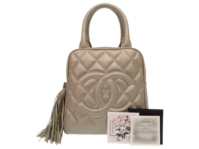 Borsa Chanel in pelle Caviar Champagne - vista 2