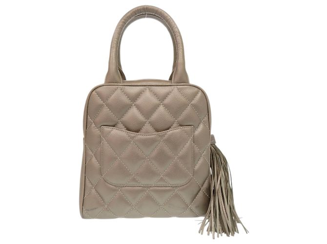 Borsa Chanel in pelle Caviar Champagne - vista 3