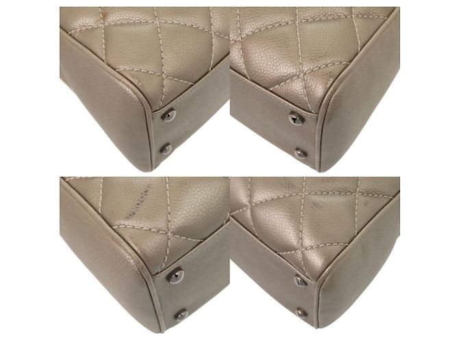 Borsa Chanel in pelle Caviar Champagne - vista 4