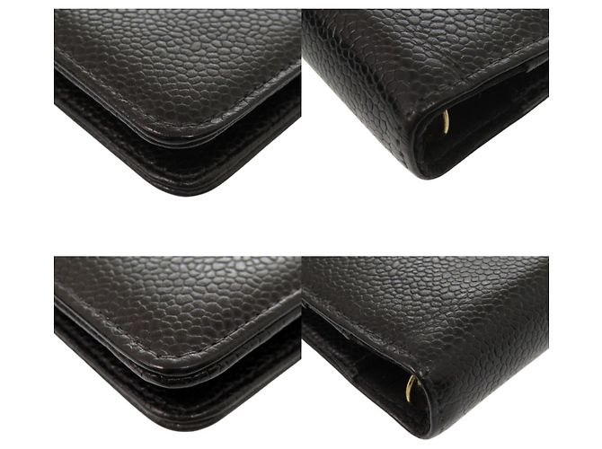 Couverture de carnet d'agenda Chanel en cuir Caviar noir - vue 4