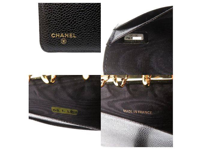 Couverture de carnet d'agenda Chanel en cuir Caviar noir - vue 6