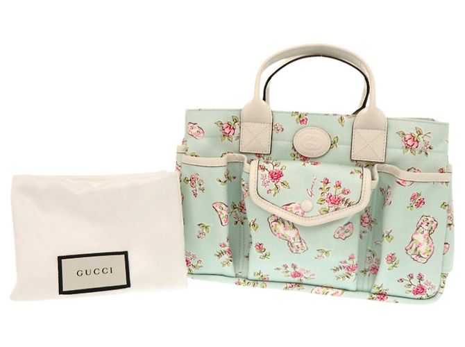 Borsa a mano a forma di cane floreale Gucci per bambini in Mint Blue - vista 2