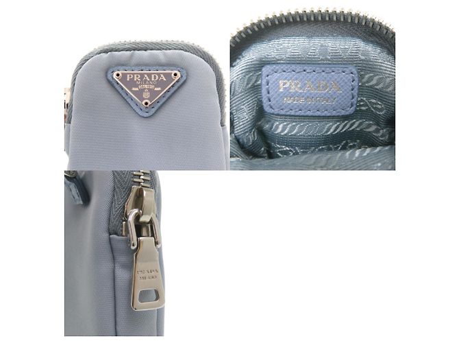 Prada Logo Nylon Handtaschen-Pouch in Blau - Ansicht 5