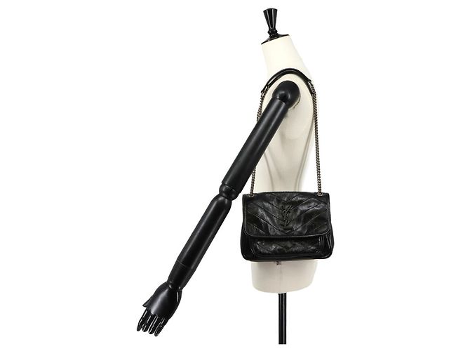 Autre Marque Borsa a tracolla Saint Laurent Niki Baby Chain in pelle nera - vista 10