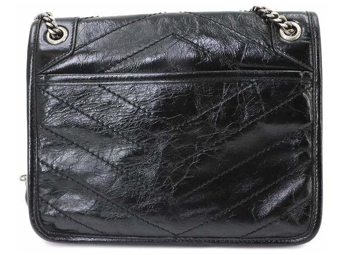 Autre Marque Borsa a tracolla Saint Laurent Niki Baby Chain in pelle nera - vista 2