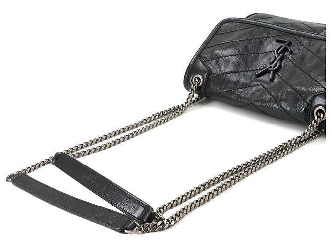 Autre Marque Borsa a tracolla Saint Laurent Niki Baby Chain in pelle nera - vista 5