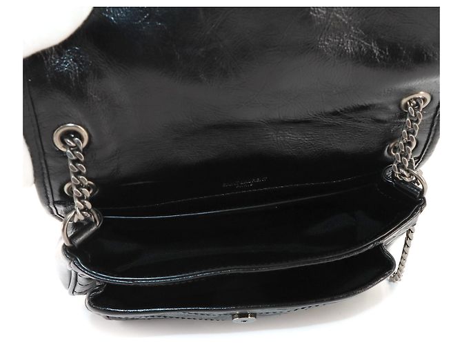 Autre Marque Borsa a tracolla Saint Laurent Niki Baby Chain in pelle nera - vista 6