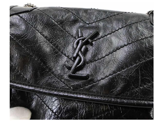 Autre Marque Borsa a tracolla Saint Laurent Niki Baby Chain in pelle nera - vista 9
