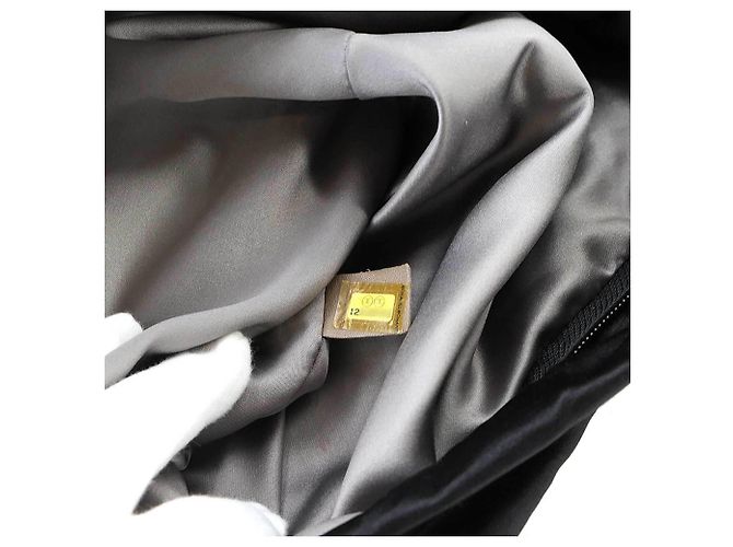Borsa a tracolla Chanel 2.55 con catena a nastro in raso nero - vista 9