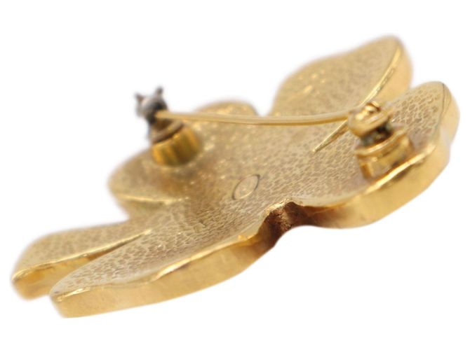 Spilla a quadrifoglio in resina placcata oro Chanel Gold CC - vista 4