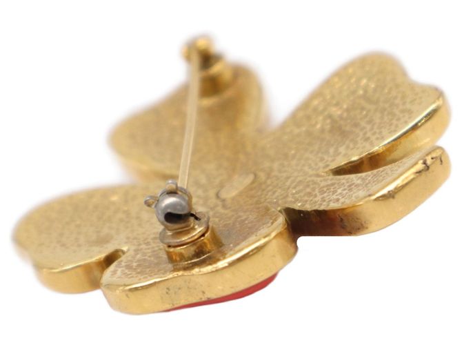 Spilla a quadrifoglio in resina placcata oro Chanel Gold CC - vista 6
