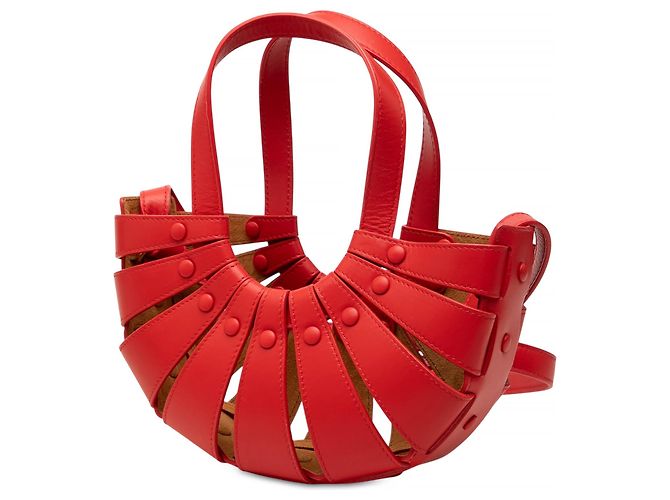Bottega Veneta Borsa The Shell Piccola in pelle di vitello rossa - vista 2