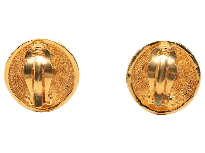 Orecchini a clip rotondi trapuntati Chanel Gold CC placcati oro - vista 2