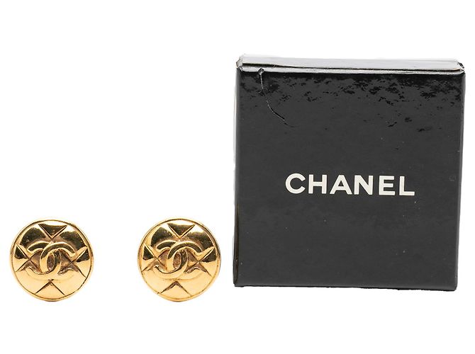 Orecchini a clip rotondi trapuntati Chanel Gold CC placcati oro - vista 4