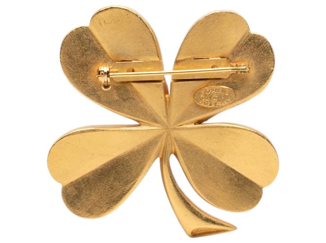 Spilla Chanel Gold CC Quadrifoglio placcata oro spazzolato - vista 2