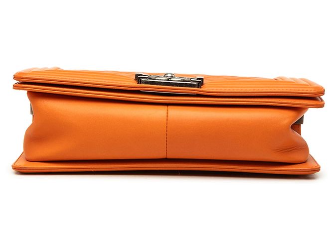 Chanel Orange Old Medium Quilted Lambskin Boy Flap - vista 3