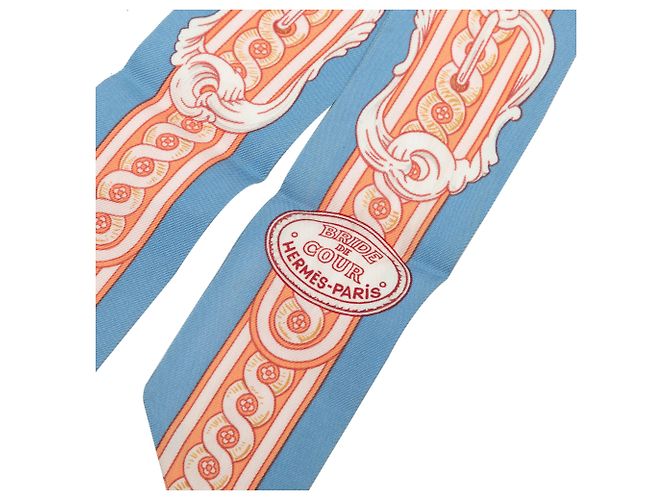 Twilly in seta Hermès Blue Bride de Cour - vista 6