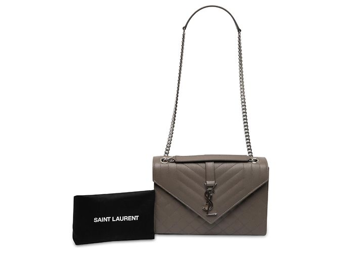Autre Marque Borsa a Busta Saint Laurent Brown Medium Grain De Poudre Triquilt Monogram - vista 6