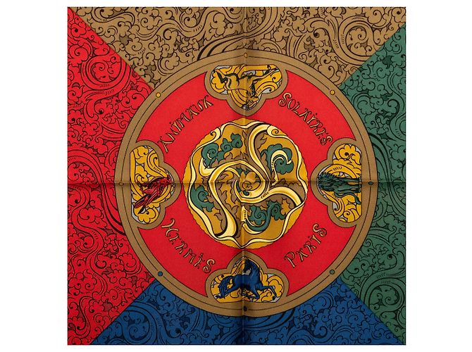Foulard di seta Hermès Green Animaux Solaires 90 - vista 2