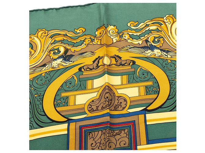 Foulard di seta Hermès Green Animaux Solaires 90 - vista 5
