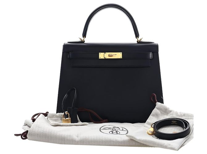 Hermès Black Sombrero Kelly II Sellier 28 - vista 6