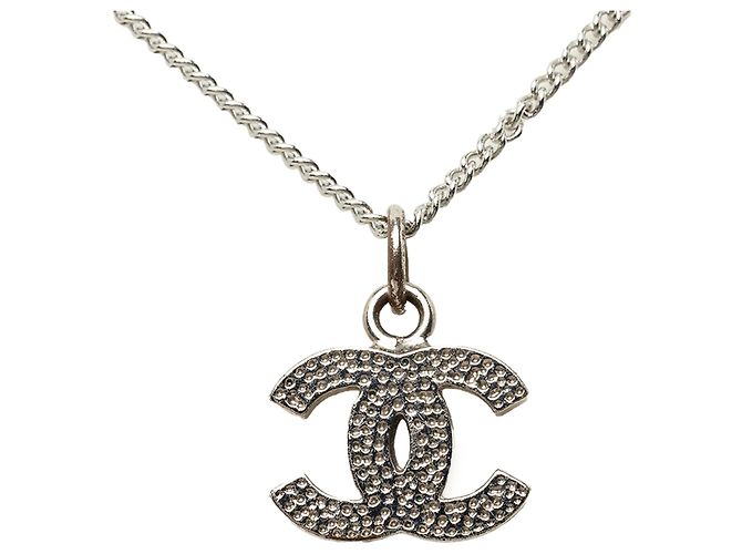 Collana con pendente Chanel Silver CC in ottone e strass - vista 3