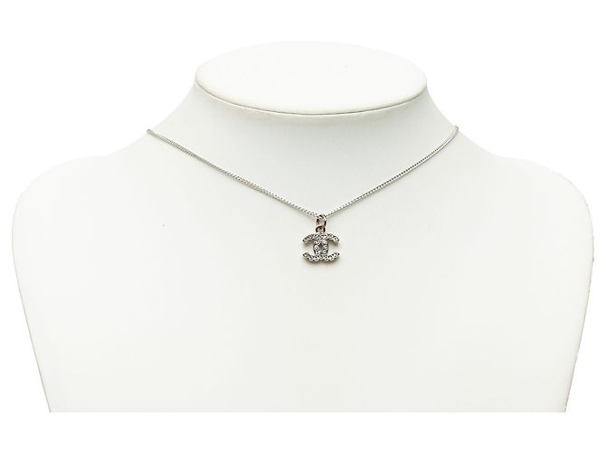 Collana con pendente Chanel Silver CC in ottone e strass - vista 6