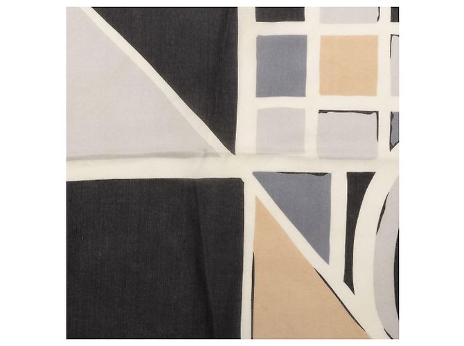 Foulard in seta Chanel con stampa geometrica CC nera - vista 5