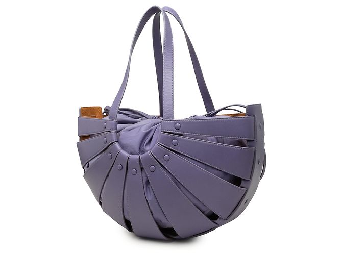 Bottega Veneta Borsa The Shell Medium in pelle di vitello viola - vista 2
