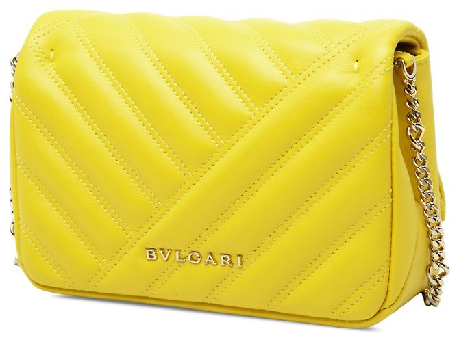Bulgari Borsa a tracolla Bvlgari Serpenti Cabochon in pelle gialla con catena - vista 2