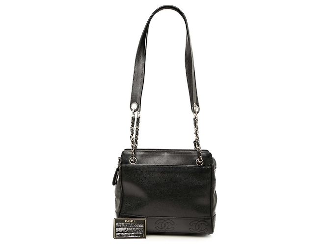 Borsa Tote Chanel Black Triple CC Caviar - vista 7