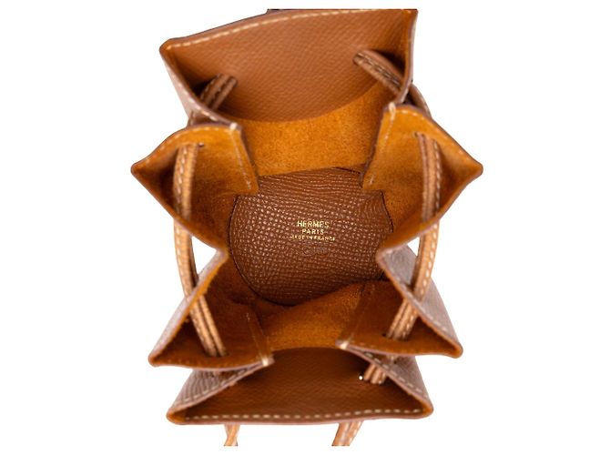 Pouch Hermès Vespa in pelle Courchevel marrone - vista 4
