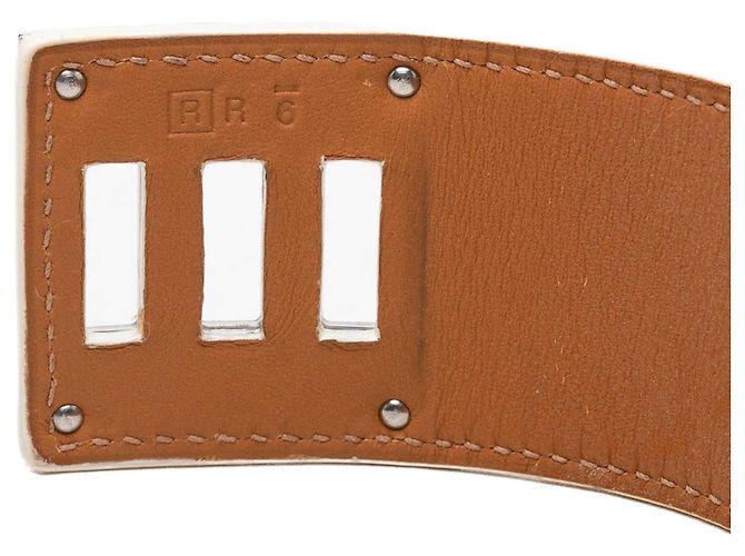 Bracciale rigido Kelly Dog Hermès in Epsom bianco e palladio - vista 5