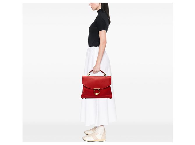 Salvatore Ferragamo Borsa a mano Ferragamo Margot Large Gancini in vitello rosso - vista 6