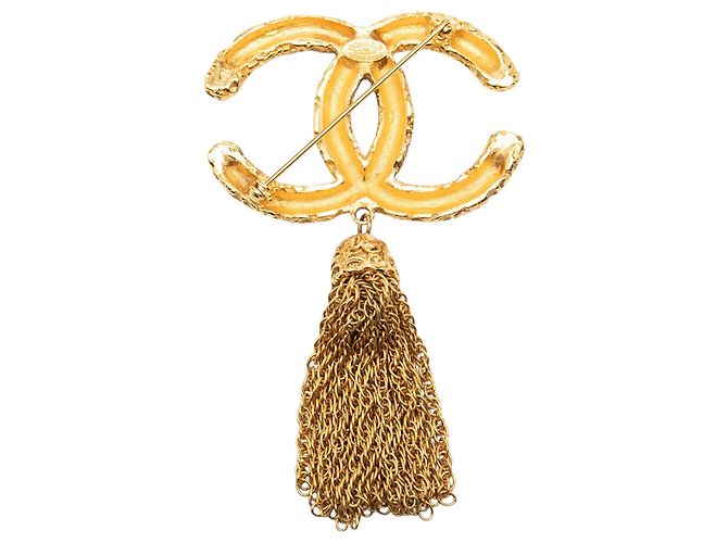 Spilla Chanel Gold CC placcata oro con nappa di lava - vista 2