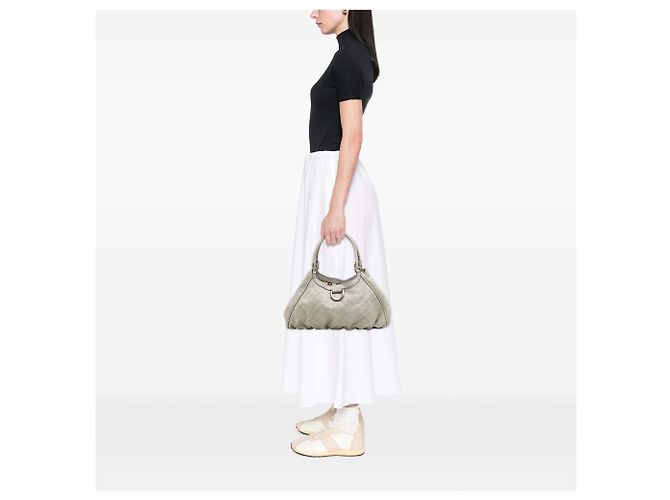Borsa a tracolla Gucci White Guccissima Abbey D Ring - vista 6